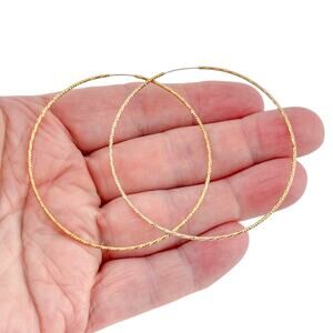 Vintage Dyadema Sterling Silver 925 Gold-Tone Textured Hoop Earrings